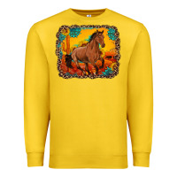Lemon horse with sunflowers turquoise gemstone western sunset leopard backgr Premium Sweatshirt - Artiststas