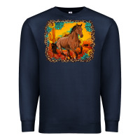 Navy horse with sunflowers turquoise gemstone western sunset leopard backgr Premium Sweatshirt - Artiststas