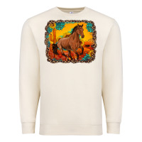 Sandshell horse with sunflowers turquoise gemstone western sunset leopard backgr Premium Sweatshirt - Artiststas