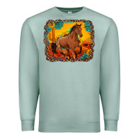 Seafoam horse with sunflowers turquoise gemstone western sunset leopard backgr Premium Sweatshirt - Artiststas