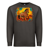 Smoke horse with sunflowers turquoise gemstone western sunset leopard backgr Premium Sweatshirt - Artiststas
