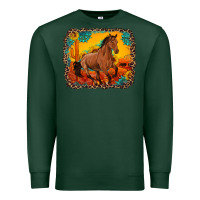 Sports Green horse with sunflowers turquoise gemstone western sunset leopard backgr Premium Sweatshirt - Artiststas