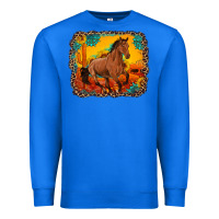 True Royal horse with sunflowers turquoise gemstone western sunset leopard backgr Premium Sweatshirt - Artiststas
