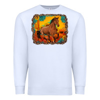 White horse with sunflowers turquoise gemstone western sunset leopard backgr Premium Sweatshirt - Artiststas
