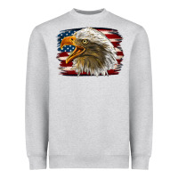 Heather Grey Western American Flag Eagle Heavyweight Sweatshirt - LillyAllenDesigns