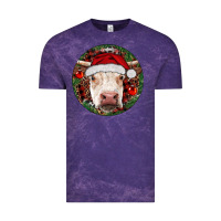 Cloud Purple Hereford Cow Christmas Vintage Tee - RanaPortraitStore