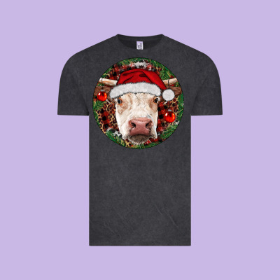 Hereford Cow Christmas Vintage Tee Designed By Ranaportraitstore