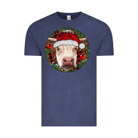 Vintage Denim Hereford Cow Christmas Vintage Tee - RanaPortraitStore