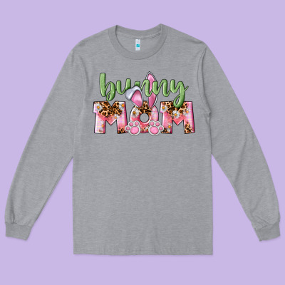 Happy Easter Bunny Mom Long Sleeve Tee Designed By Cowgirlartshop