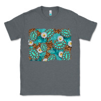 Charcoal Heather Leopard and Turquoise Gemstone Background Classic Tee - texasbilliewilder