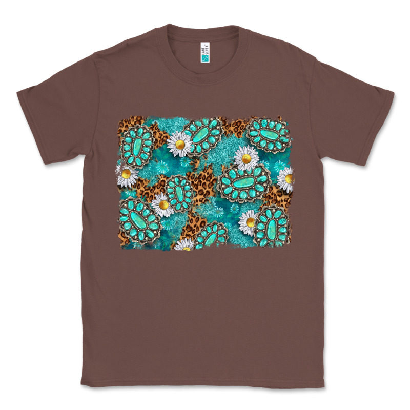 Leopard And Turquoise Gemstone Background Classic Tee by texasbilliewilder | Teevron