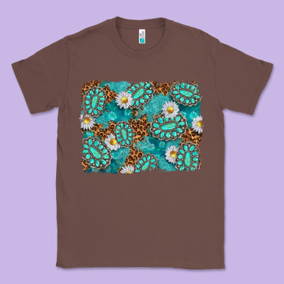 Leopard And Turquoise Gemstone Background Classic Tee Designed By Texasbilliewilder