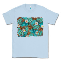 Dusty Blue Leopard and Turquoise Gemstone Background Classic Tee - texasbilliewilder