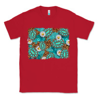 Red Leopard and Turquoise Gemstone Background Classic Tee - texasbilliewilder
