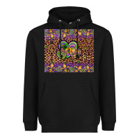 Black mardi gras fleur de lis hearts leopard glitter Heavyweight Hoodie - Artiststas