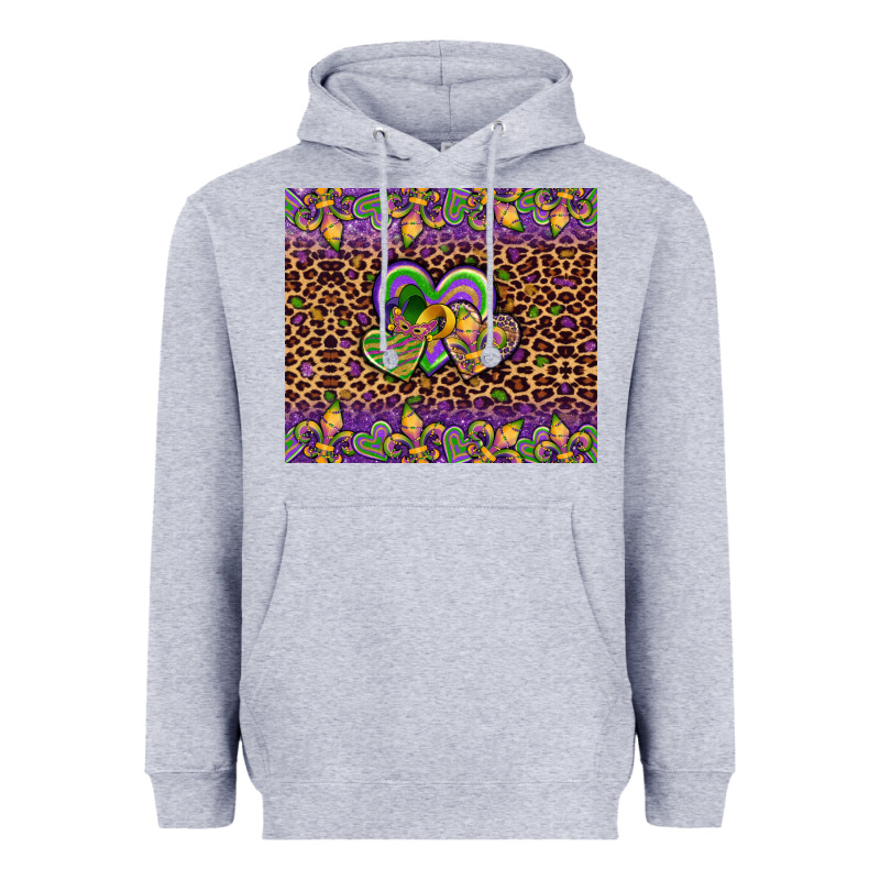 Mardi Gras Fleur De Lis Hearts Leopard Glitter Heavyweight Hoodie by Artiststas | Teevron
