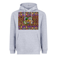 Heather Grey mardi gras fleur de lis hearts leopard glitter Heavyweight Hoodie - Artiststas