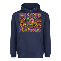 Navy mardi gras fleur de lis hearts leopard glitter Heavyweight Hoodie - Artiststas