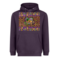 Plum mardi gras fleur de lis hearts leopard glitter Heavyweight Hoodie - Artiststas