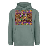 Sage mardi gras fleur de lis hearts leopard glitter Heavyweight Hoodie - Artiststas