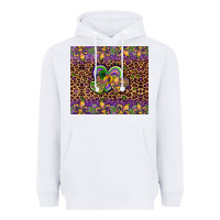 White mardi gras fleur de lis hearts leopard glitter Heavyweight Hoodie - Artiststas