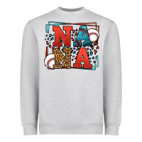 Heather Grey Baseball nana leopard frame Heavyweight Sweatshirt - LillyAllenDesigns