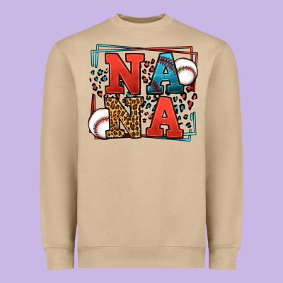 Baseball Nana Leopard Frame Heavyweight Sweatshirt Designed By Lillyallendesigns