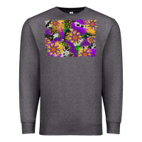 Charcoal Heather mardi gras sunflower cowhide leopard and glitter background Premium Sweatshirt - Artiststas