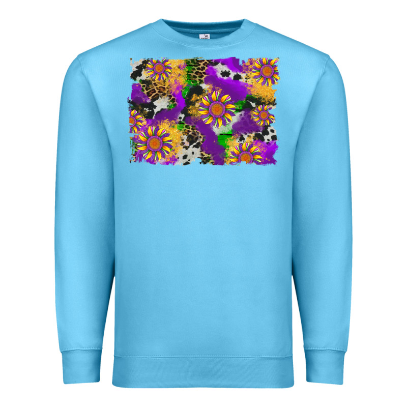 Mardi Gras Sunflower Cowhide Leopard And Glitter Background Premium Sweatshirt by Artiststas | Teevron