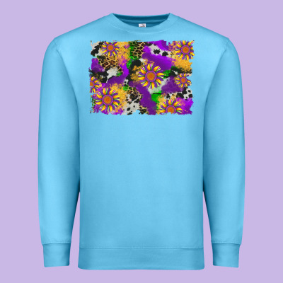 Mardi Gras Sunflower Cowhide Leopard And Glitter Background Premium Sweatshirt Designed By Artiststas