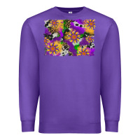 Purple mardi gras sunflower cowhide leopard and glitter background Premium Sweatshirt - Artiststas