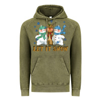 Vintage Olive let it snow reindeer snowman Vintage Hoodie - CowGirlArtShop