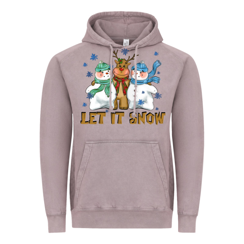 Let It Snow Reindeer Snowman Vintage Hoodie by CowGirlArtShop | Teevron
