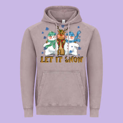 Let It Snow Reindeer Snowman Vintage Hoodie Designed By Cowgirlartshop