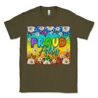 Army Green LGBTQ+ proud ally with daisy Classic Tee - NancyCooperArtShop