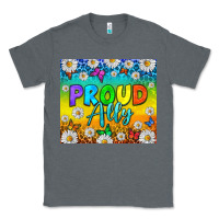 Charcoal Heather LGBTQ+ proud ally with daisy Classic Tee - NancyCooperArtShop