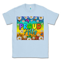 Dusty Blue LGBTQ+ proud ally with daisy Classic Tee - NancyCooperArtShop