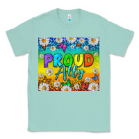 Seafoam LGBTQ+ proud ally with daisy Classic Tee - NancyCooperArtShop