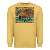 Antique Gold galloping horse aztec sunflower Premium Sweatshirt - Artiststas