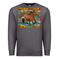 Charcoal Heather galloping horse aztec sunflower Premium Sweatshirt - Artiststas