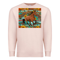 Pale Pink galloping horse aztec sunflower Premium Sweatshirt - Artiststas