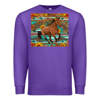 Purple galloping horse aztec sunflower Premium Sweatshirt - Artiststas