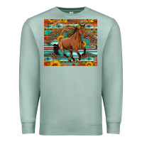 Seafoam galloping horse aztec sunflower Premium Sweatshirt - Artiststas