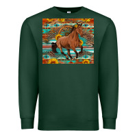 Sports Green galloping horse aztec sunflower Premium Sweatshirt - Artiststas