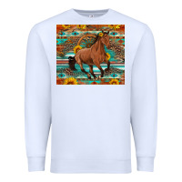 White galloping horse aztec sunflower Premium Sweatshirt - Artiststas
