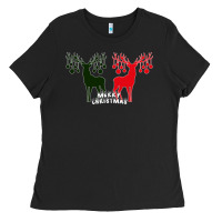 Black Merry Christmas Reindeer Ladies Tee - Bettercallsaul