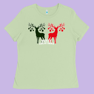 Merry Christmas Reindeer Ladies Tee Designed By Bettercallsaul