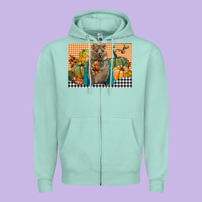 Fall Quokka Zipper Hoodie Designed By Lillyallendesigns