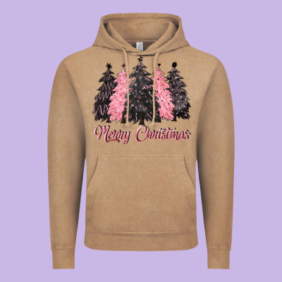 Pink Merry Christmas Vintage Hoodie Designed By Cowgirlartshop