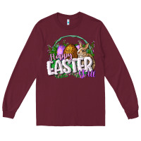 Burgundy happy easHappy Easter y'all Easter Day Long Sleeve Tee - CowGirlArtShop